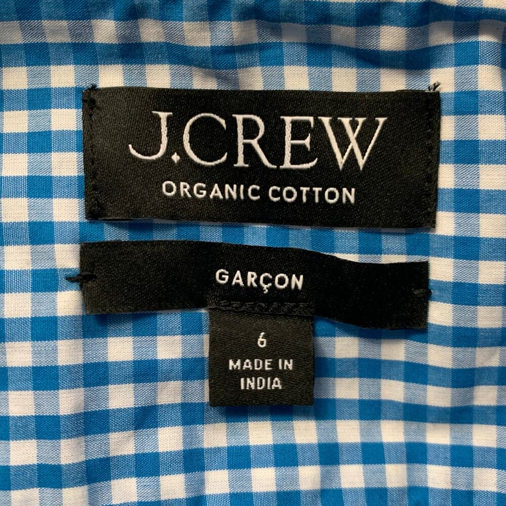 J. Crew Garçon Organic Cotton Poplin Shirt in Gingham Size 6 - Picture 7 of 8